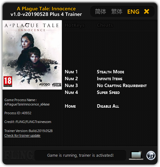 A Plague Tale Innocence Trainer screenshot
