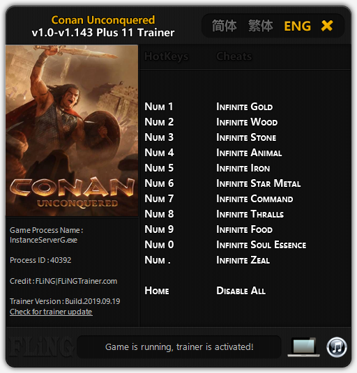 Conan Unconquered Trainer screenshot