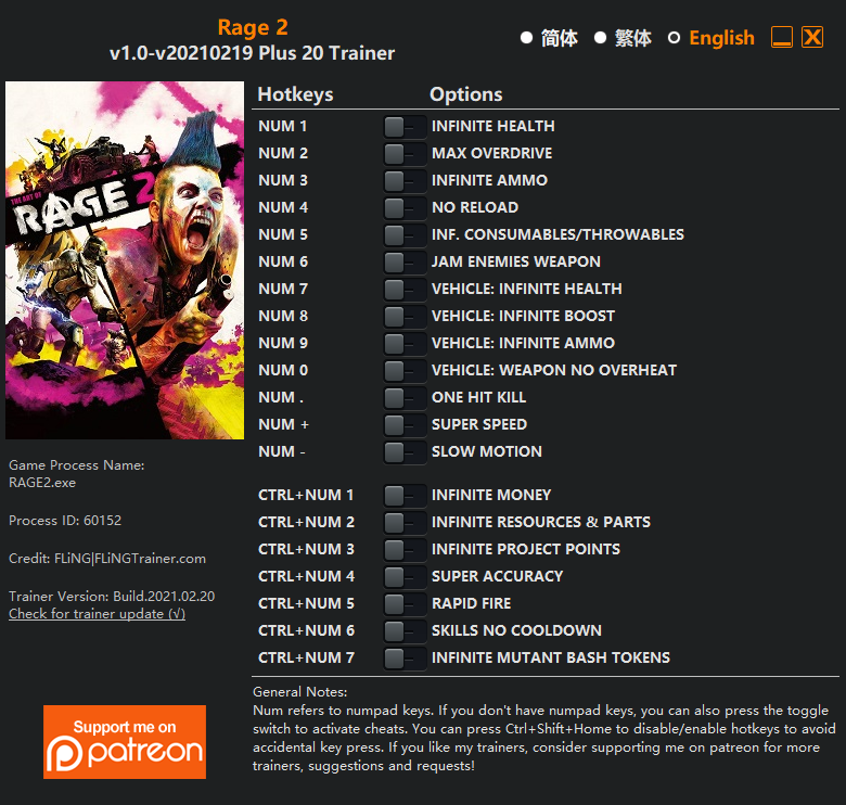 RAGE Trainer screenshot