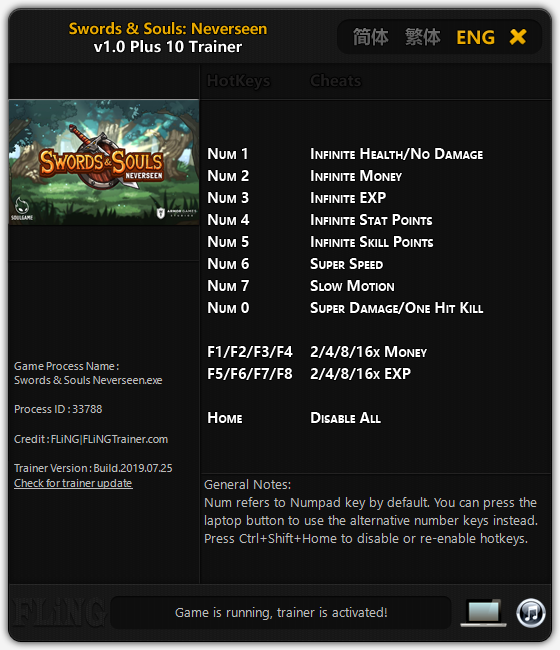 Swords Souls Neverseen Trainer screenshot