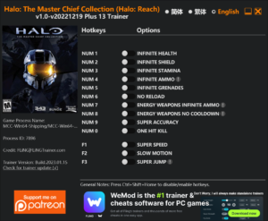 Halo the Master Chief Collection Halo Reach Trainer screenshot