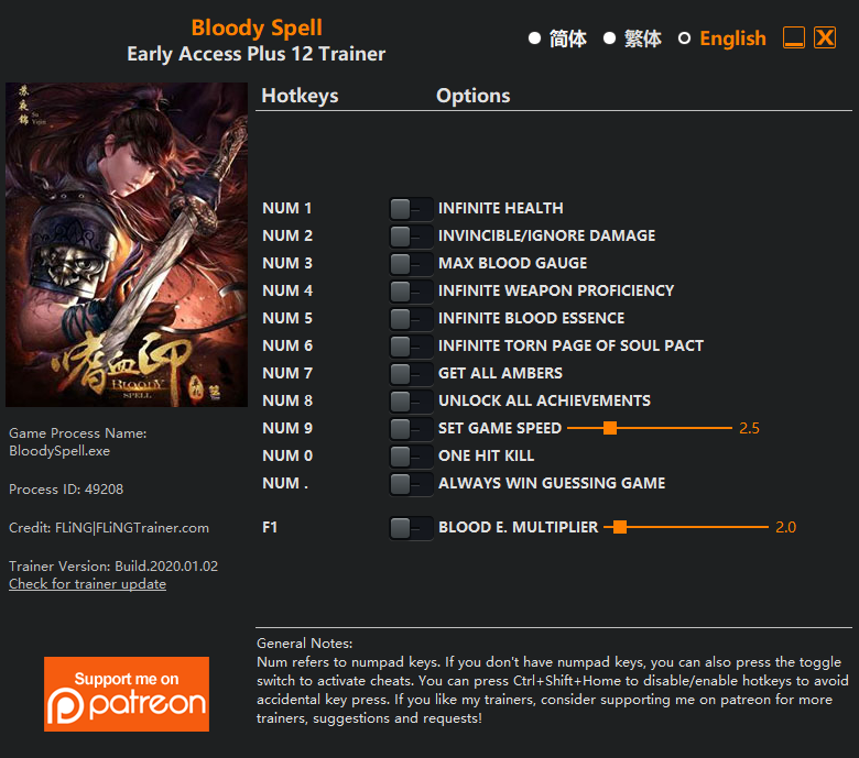 Bloody Spell Trainer screenshot