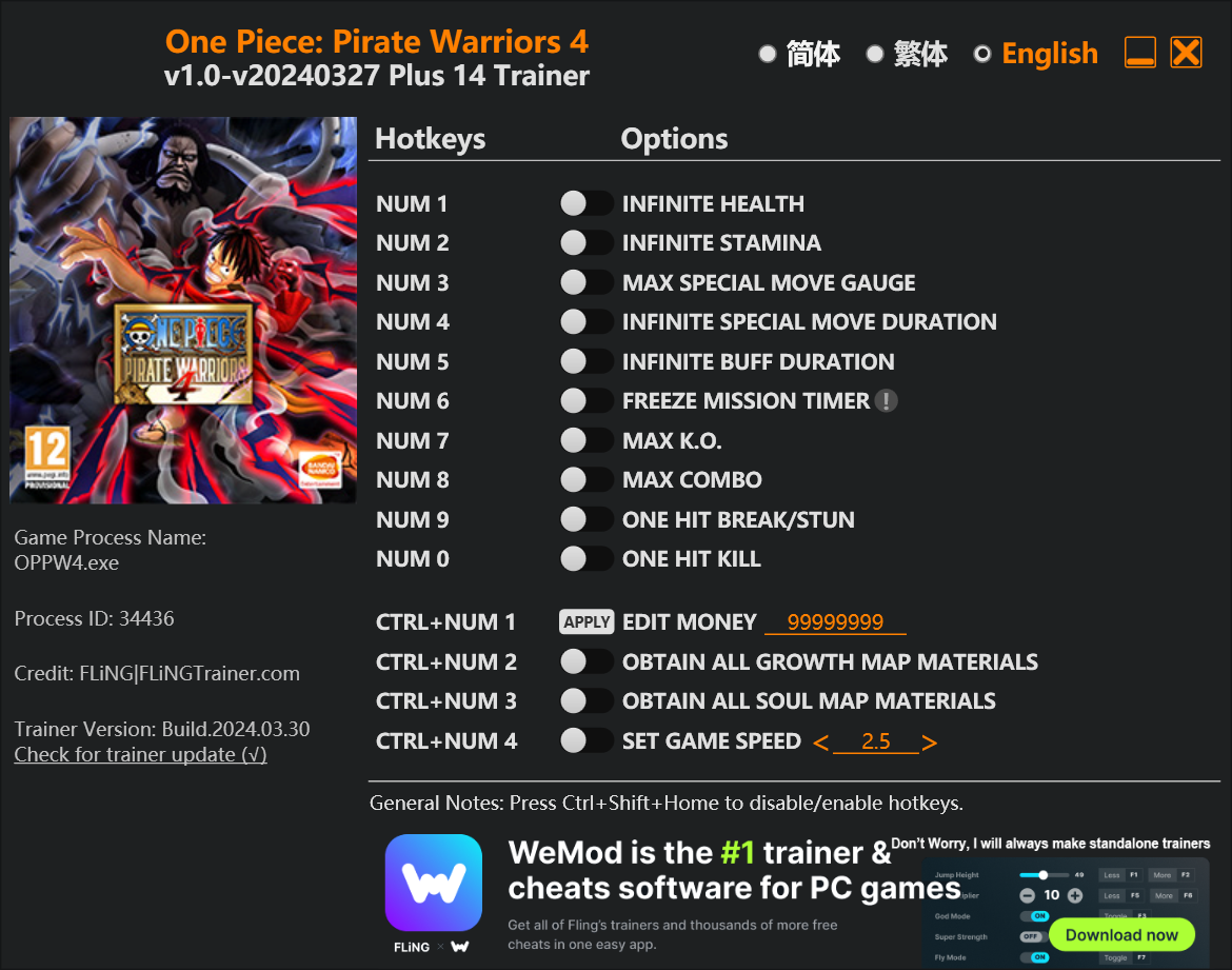 One Piece Pirate Warriors 4 Trainer screenshot
