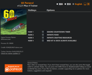 60 Parsecs Trainer screenshot