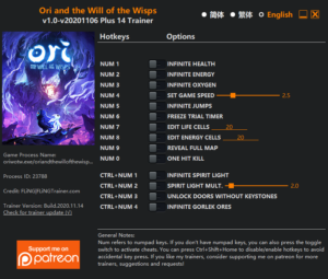 Ori and the Will of the Wisps Trainer screenshot