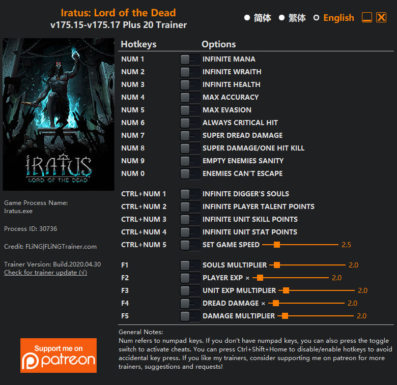 Iratus Lord of the Dead Trainer screenshot