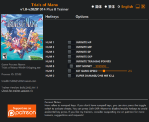 Trials of Mana Trainer screenshot