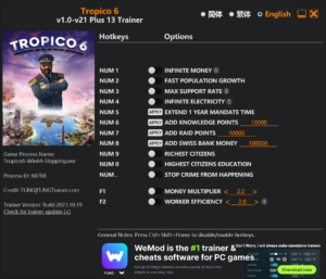 Tropico 5 Trainer screenshot