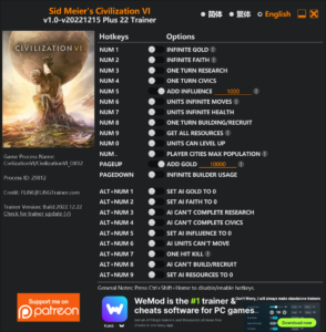 Sid Meiers Civilization VI Trainer screenshot