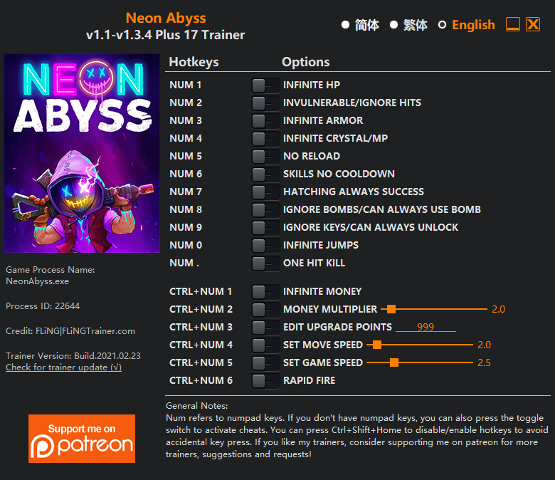 Neon Abyss Trainer screenshot