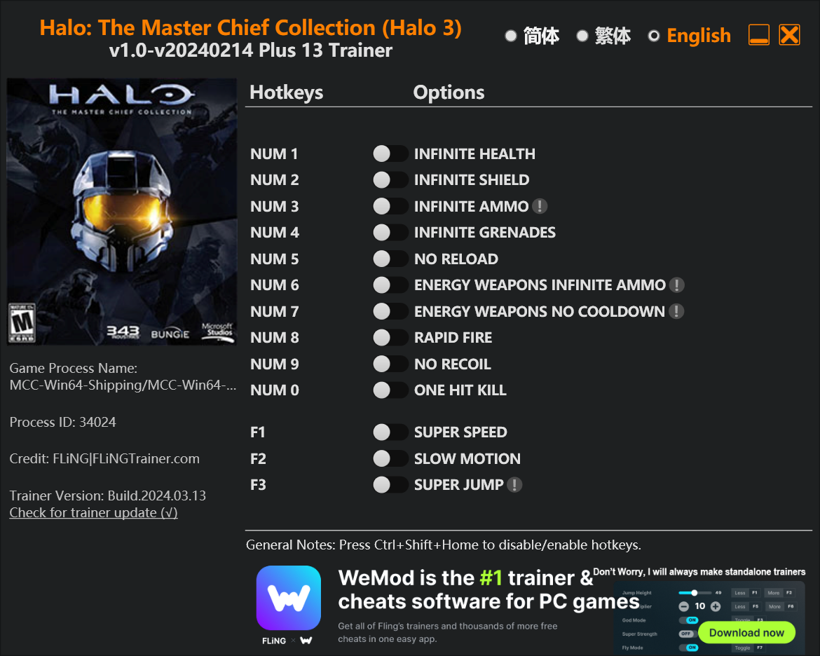 Halo the Master Chief Collection Halo 3 Trainer screenshot