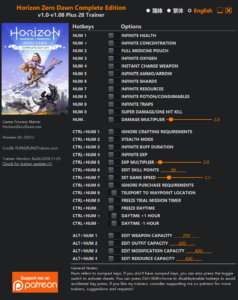 Horizon Zero Dawn Complete Edition Trainer screenshot