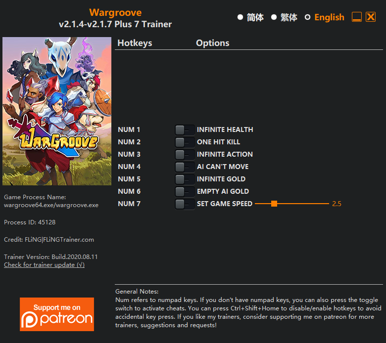 Wargroove Trainer screenshot