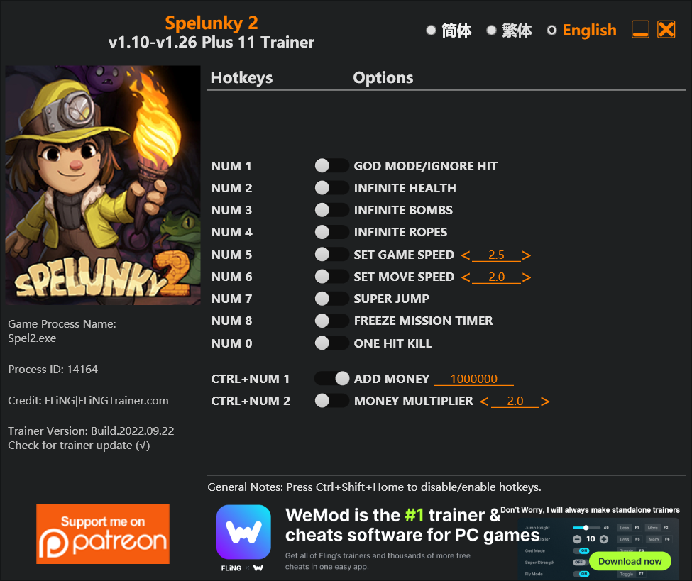 Spelunky 2 Trainer screenshot