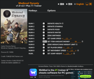 Medieval Dynasty Trainer screenshot