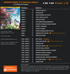 Dragon Quest Xi S Echoes of an Elusive Age Definitive Edition Trainer screenshot