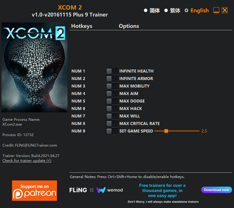 XCOM 2 Trainer screenshot
