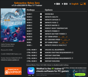 Subnautica Below Zero Trainer screenshot