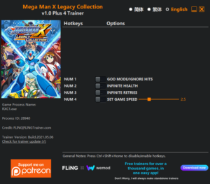 Mega Man X Legacy Collection 2 / ロックマンX アニバーサリー コレクション 2 Trainer screenshot