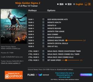 Ninja Gaiden Master Collection Ninja Gaiden Sigma 2 Trainer screenshot