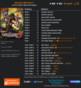 Samurai Warriors 5 Trainer screenshot
