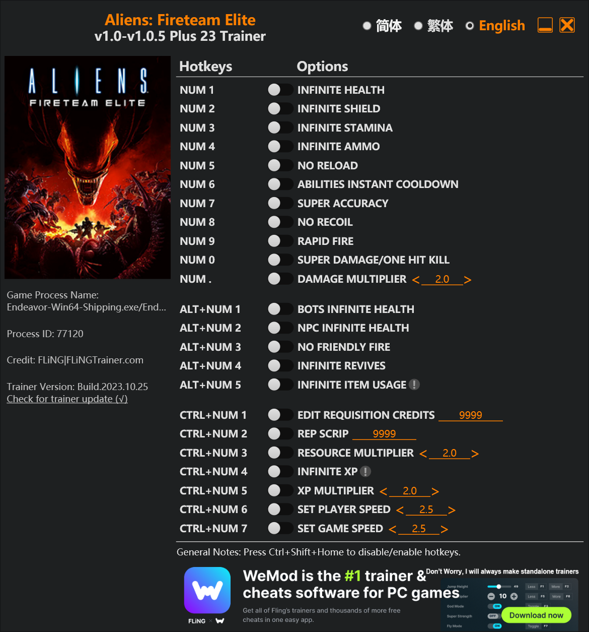 Aliens Fireteam Elite Trainer screenshot