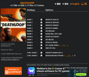 Deathloop Trainer screenshot