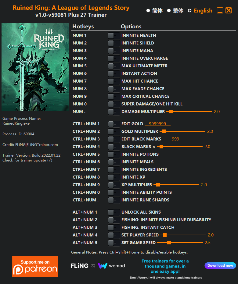 Ruined King a League of Legends Story Trainer screenshot