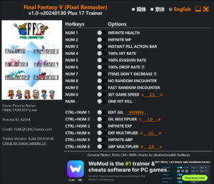 Final Fantasy V Pixel Remaster Trainer screenshot