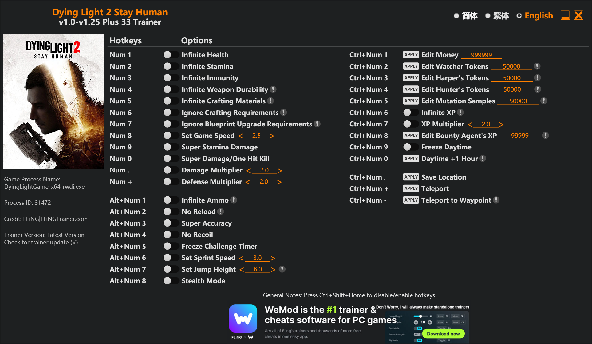 Dying Light 2 Stay Human Trainer 1675224644 Trainer screenshot