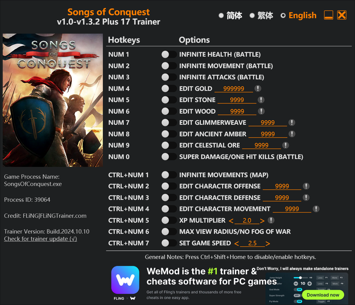 Songs of Conquest Trainer screenshot