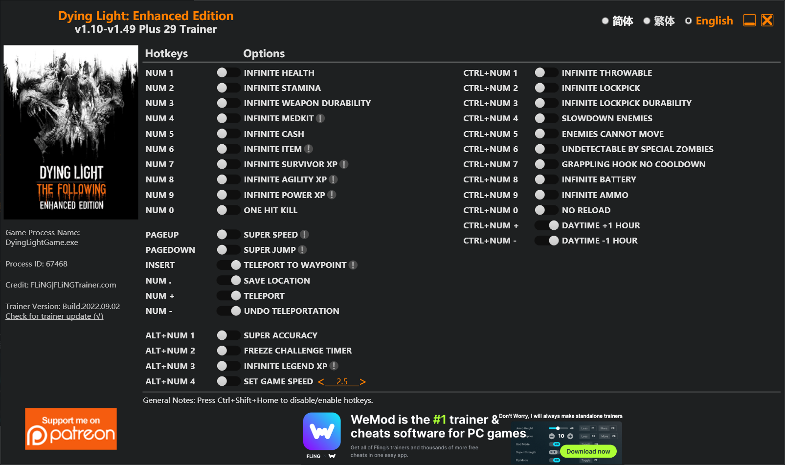 Dying Light Enhanced Edition Trainer screenshot