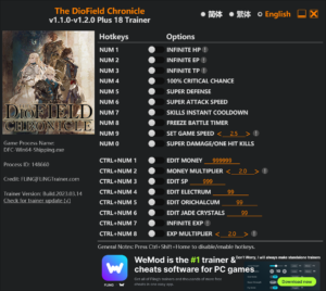 The Diofield Chronicle Trainer screenshot