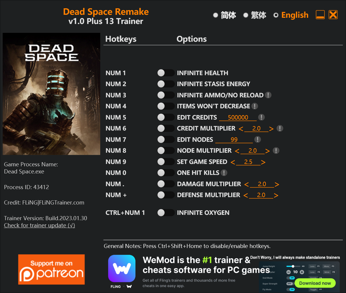 Dead Space Trainer screenshot