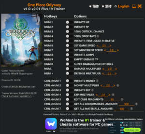 One Piece Odyssey Trainer screenshot