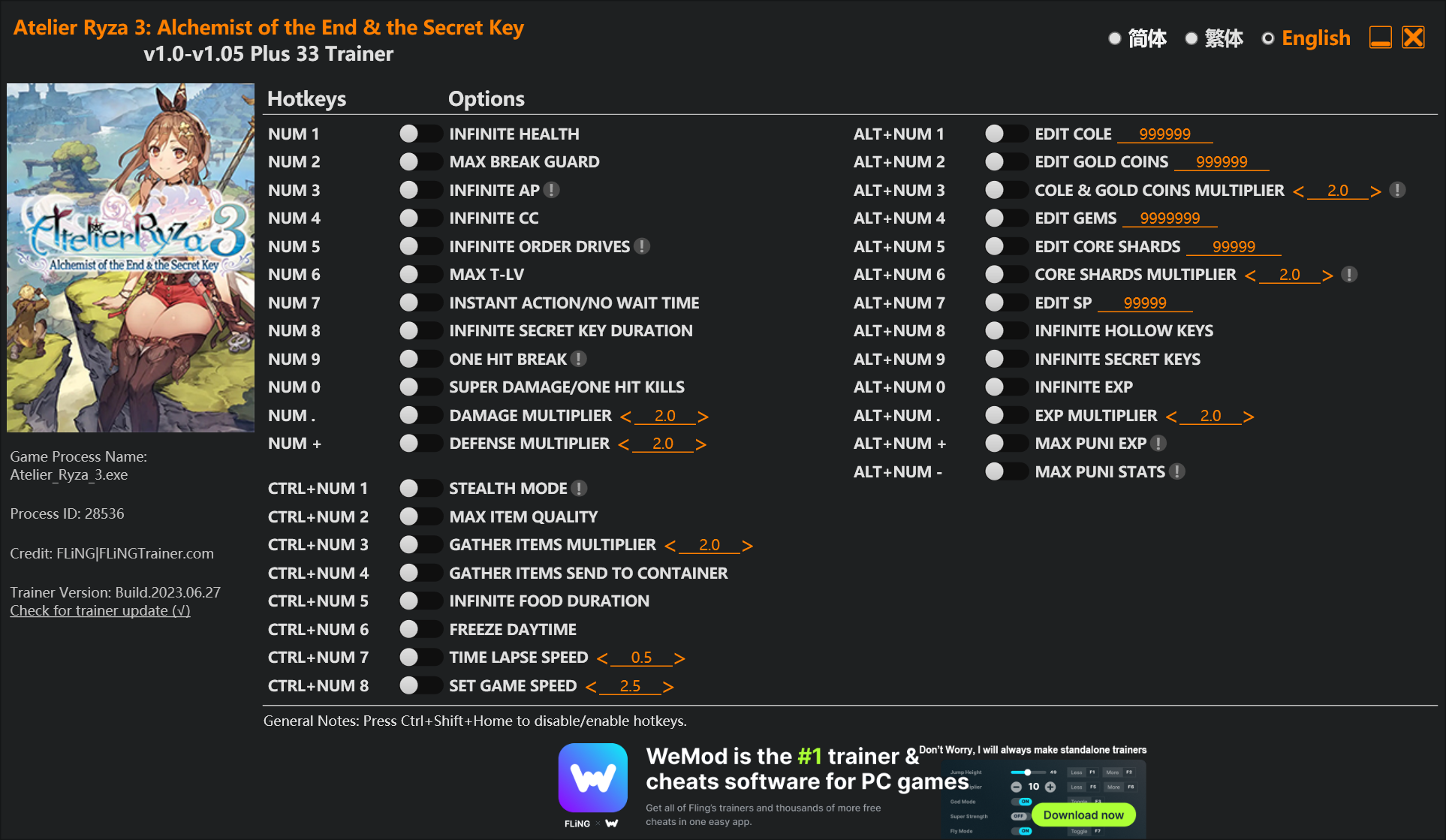 Atelier Ryza 3 Alchemist of the End the Secret Key Trainer screenshot