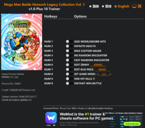 Mega Man Battle Network Legacy Collection Vol 1 Trainer screenshot