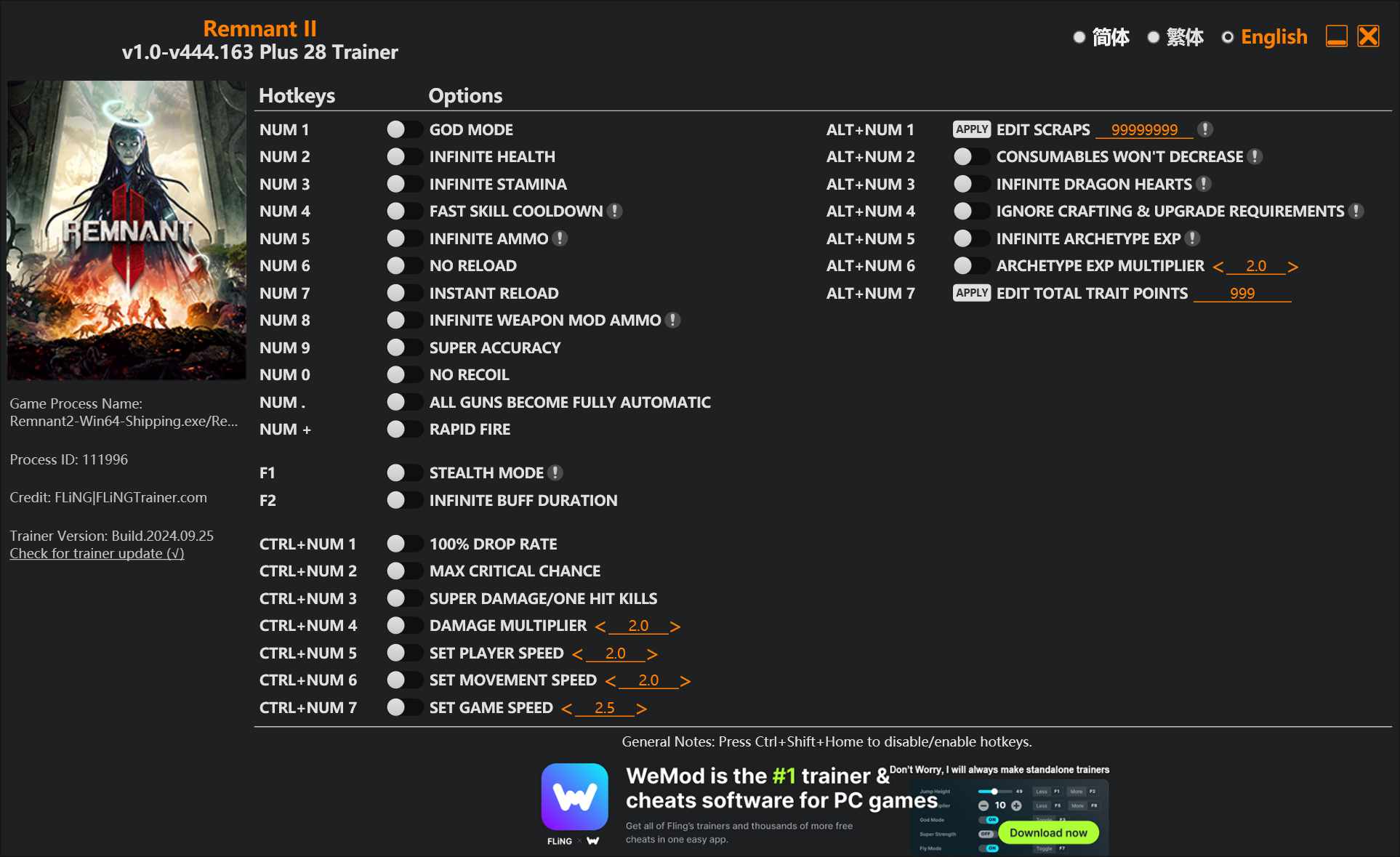 Remnant II Trainer screenshot