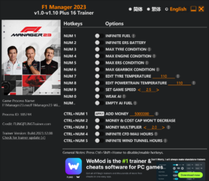 F1 Manager 2022 Trainer screenshot