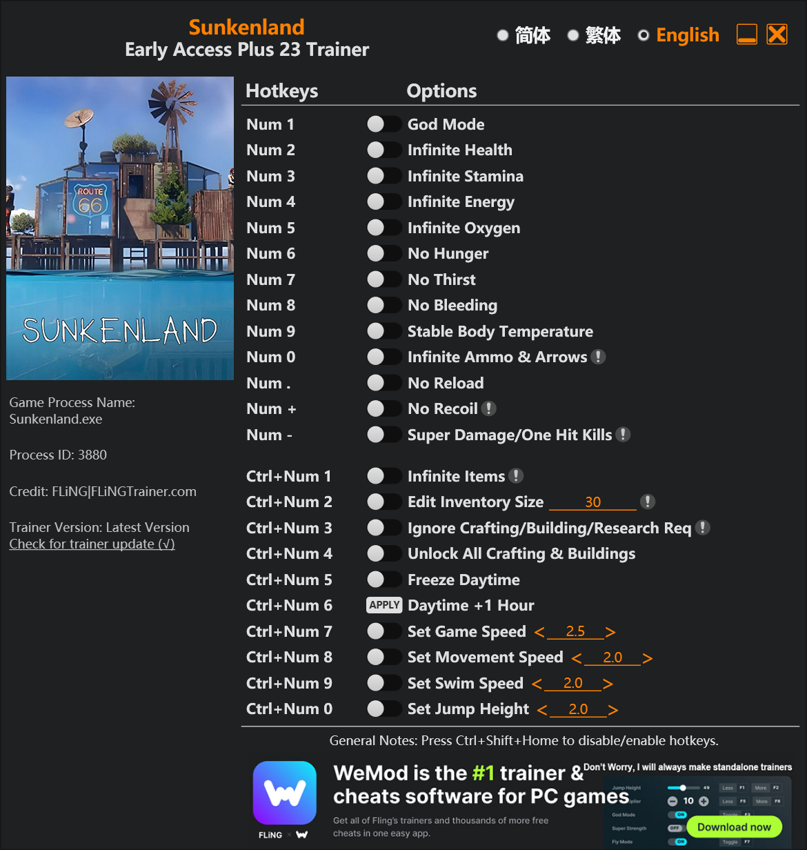 Sunkenland Trainer screenshot