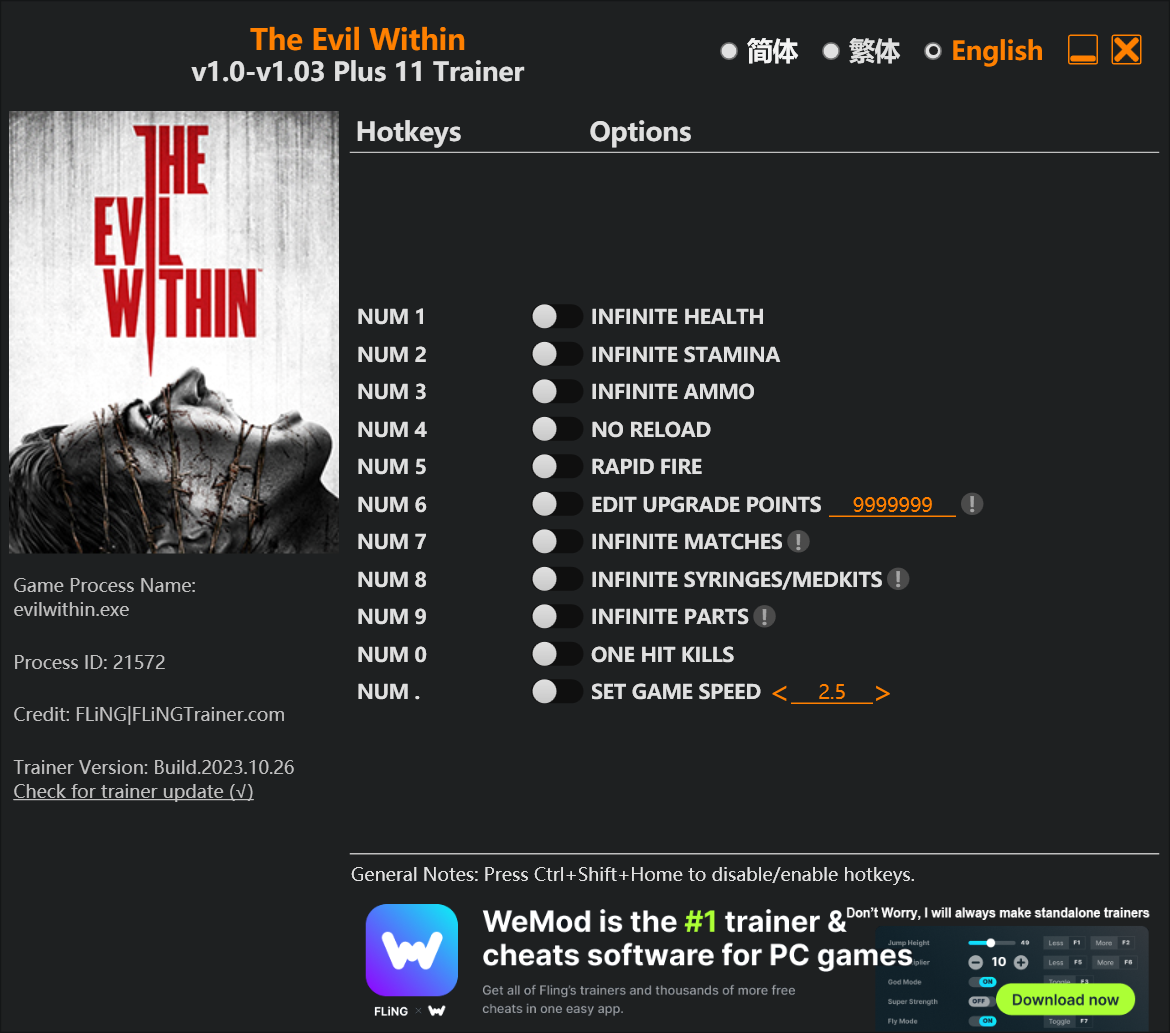 The Evil Within 2 Trainer screenshot