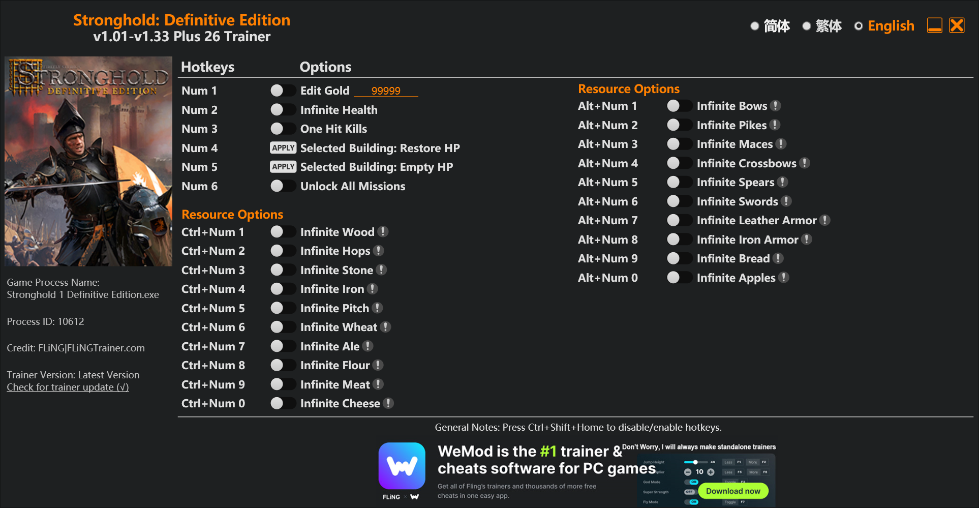 Stronghold Definitive Edition Trainer screenshot