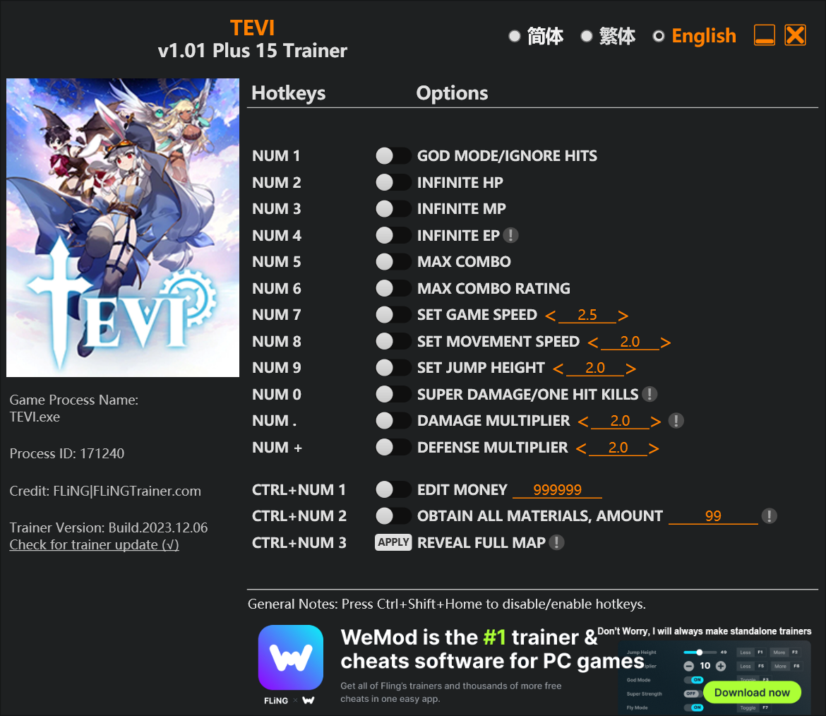 Tevi Trainer screenshot