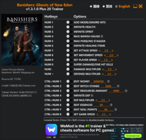 Banishers Ghosts of New Eden Trainer screenshot