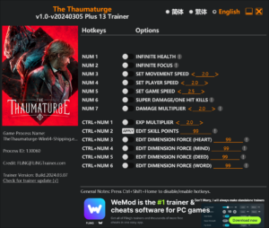 The Thaumaturge Trainer screenshot