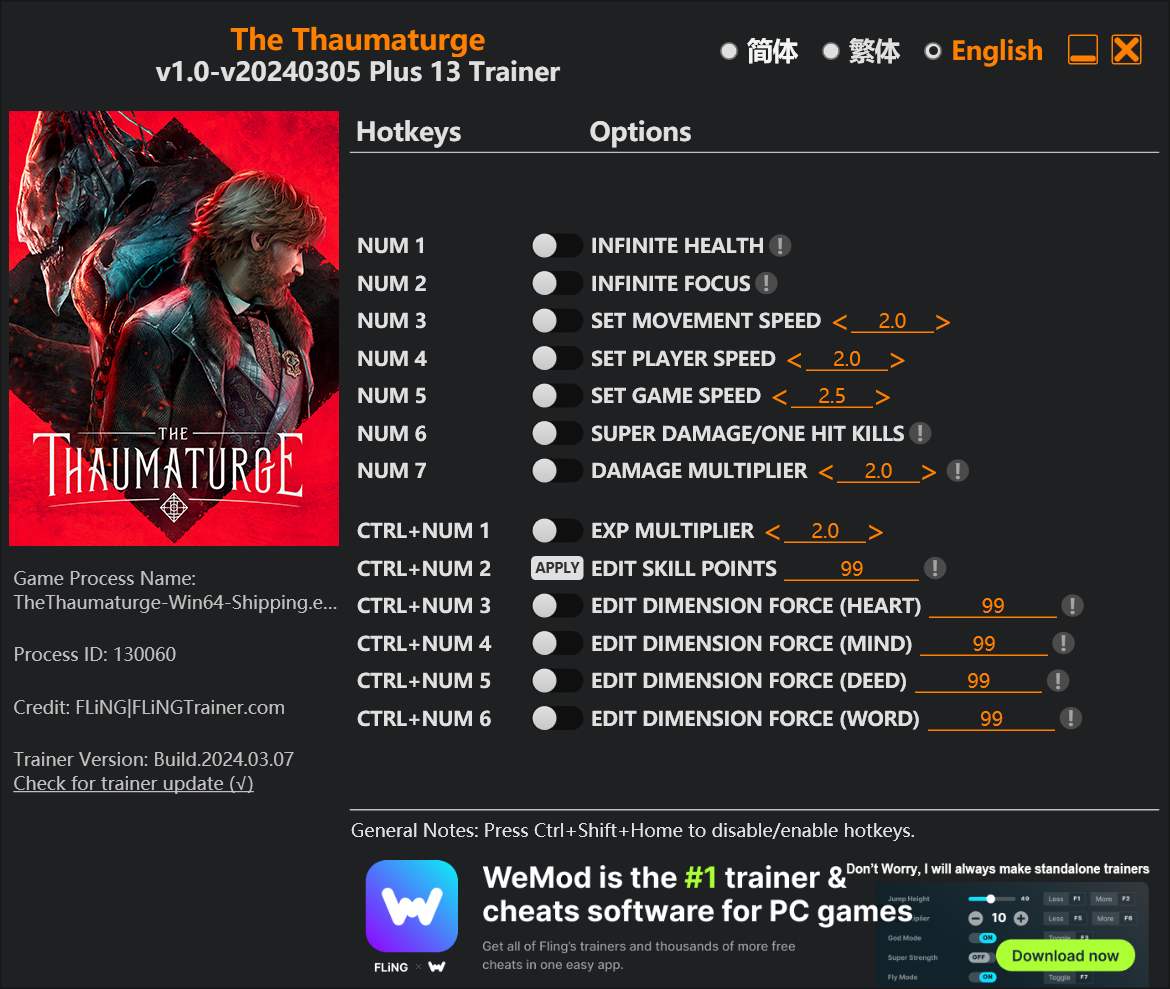 The Thaumaturge Trainer screenshot