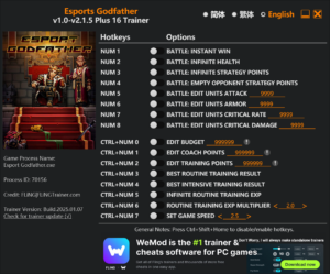 Esports Godfather Trainer screenshot