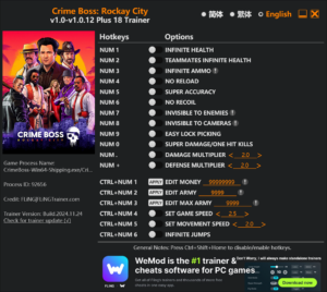 Crime Boss Rockay City Trainer screenshot