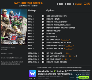 Earth Defense Force 6 Trainer screenshot