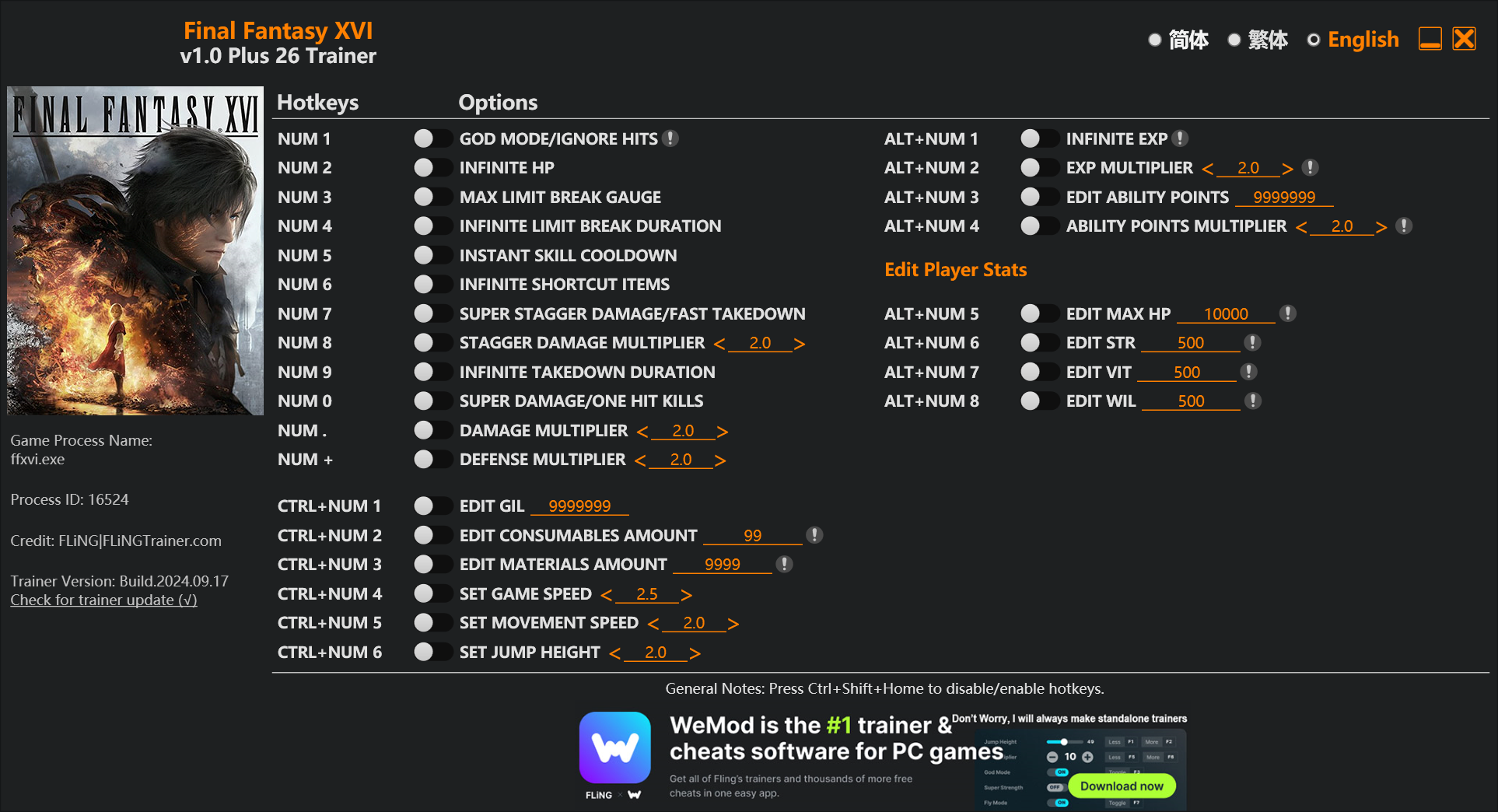Final Fantasy Xvi Trainer screenshot